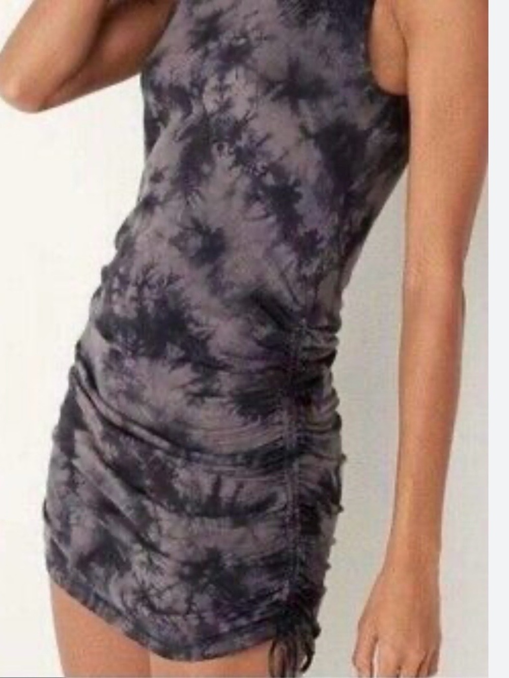 PINK Victoria's Secret Black Tye Dye Ruched Bodycon Mini Dress XXL